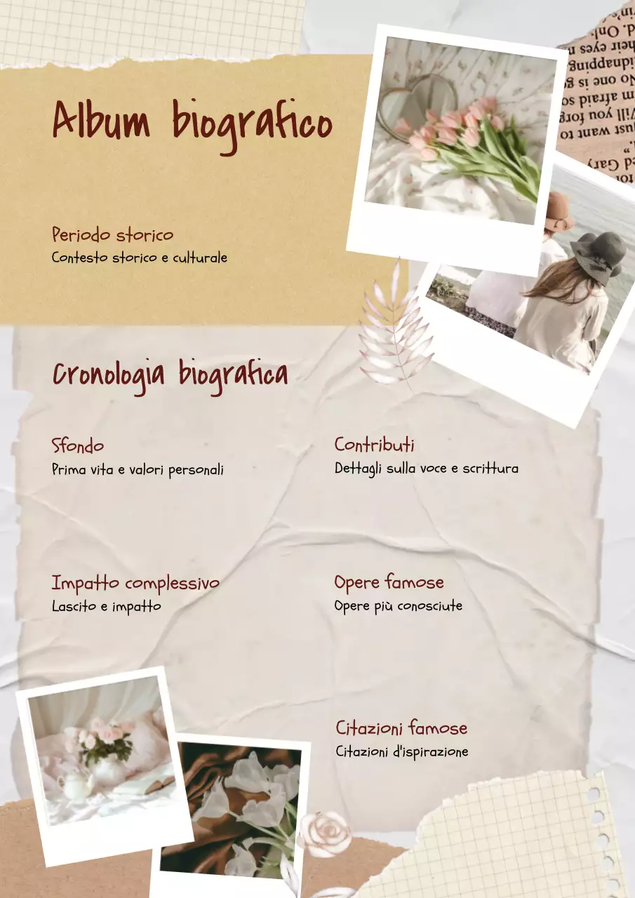 album di biografie vintage beige