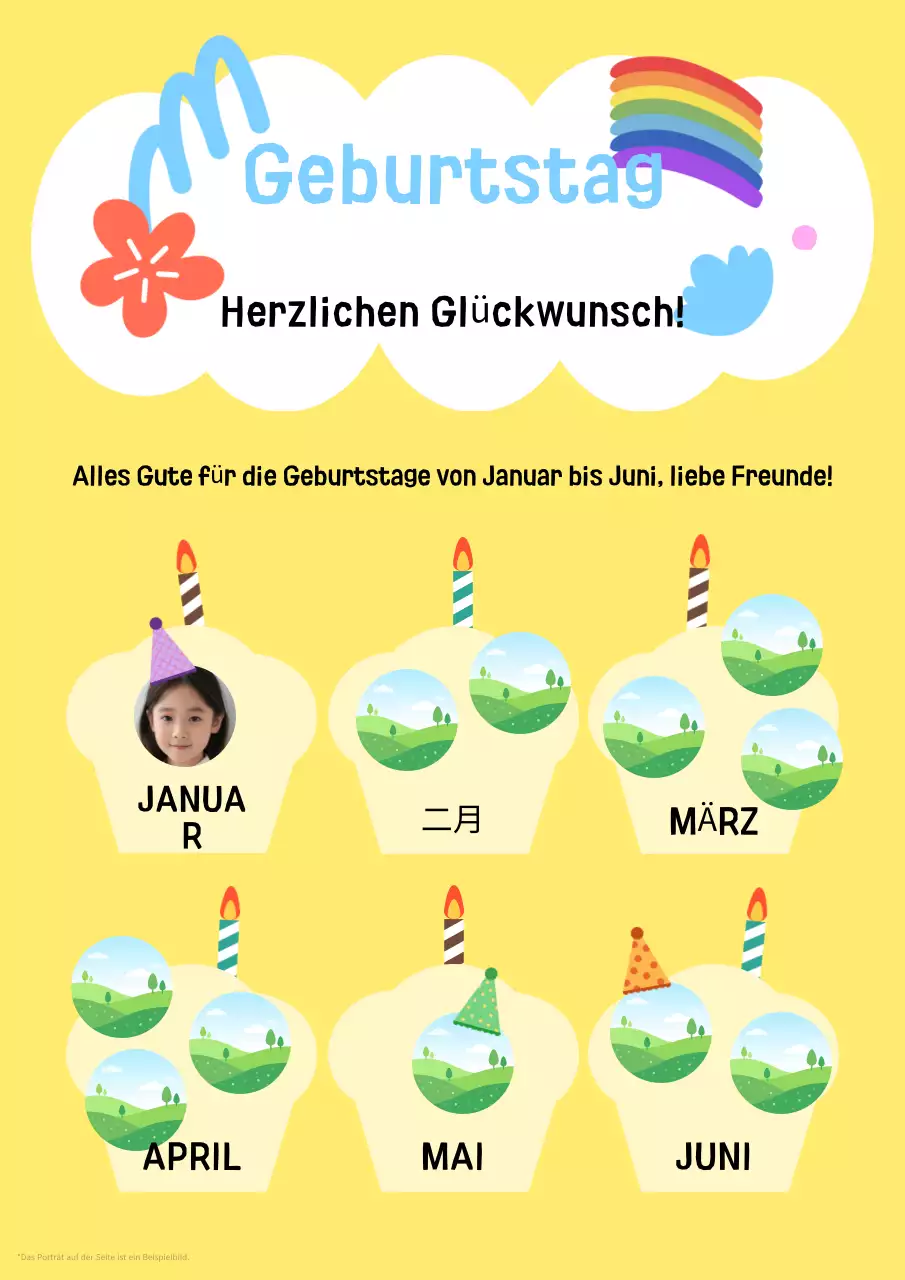 Eine gelbe Geburtstagsfeier