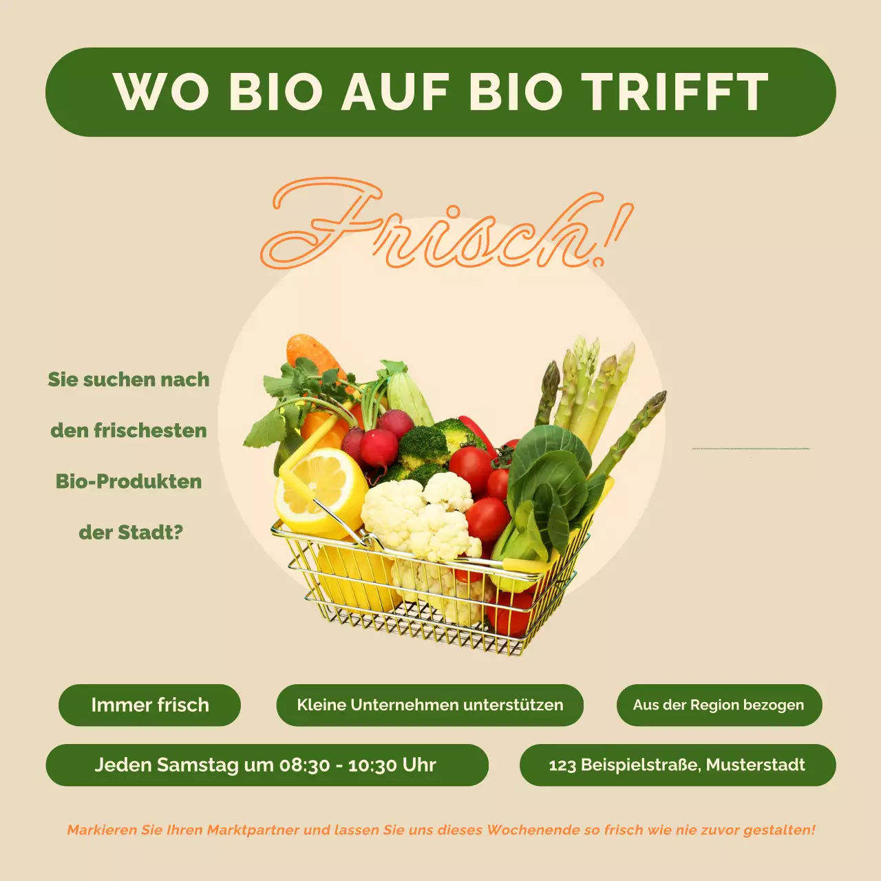 Green and White Food Market Promotion Social Media Square