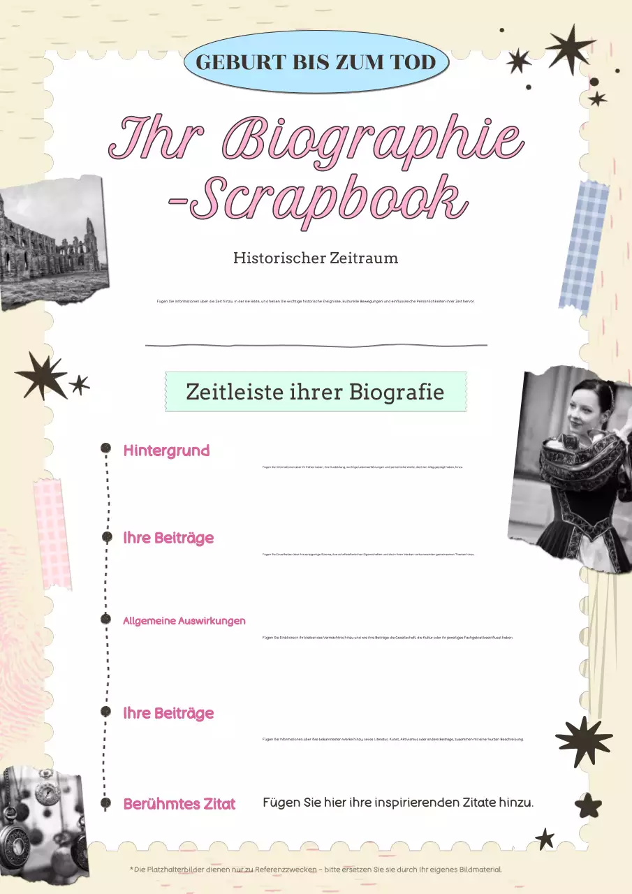 rosa handgezeichneter Biografie-Planer