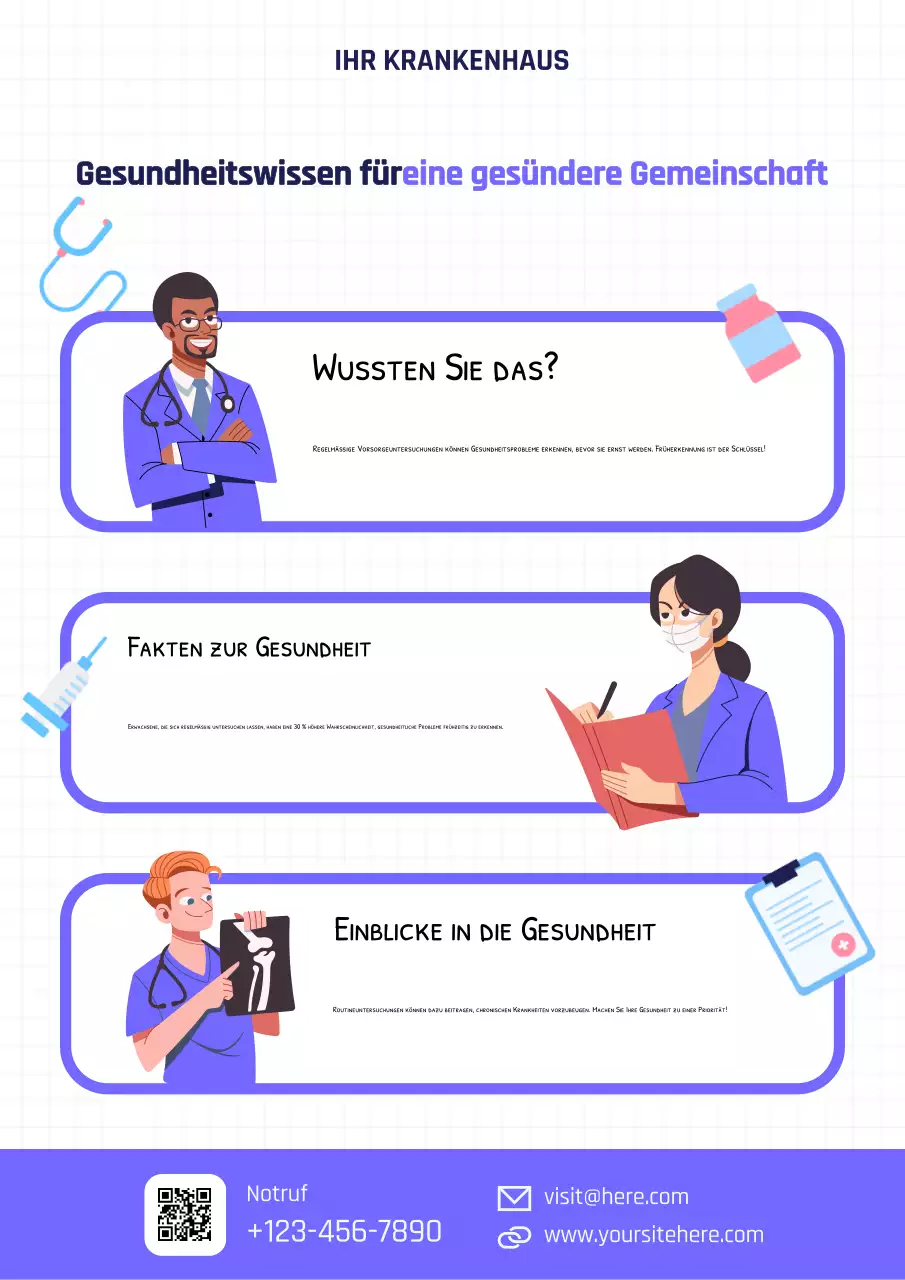 blaues modernes Informationsposter zum Gesundheitswesen