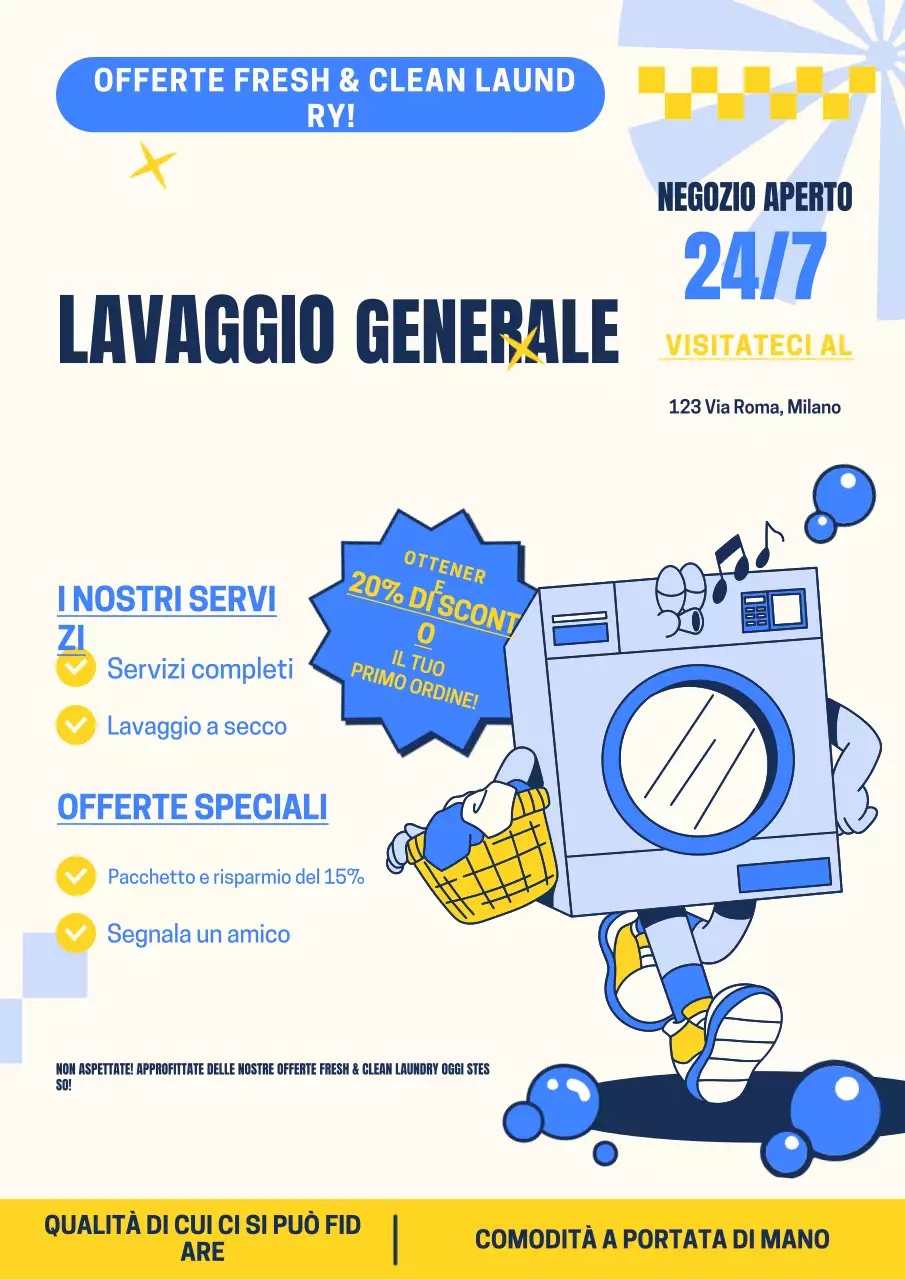 Promozione del servizio di lavanderia retrò