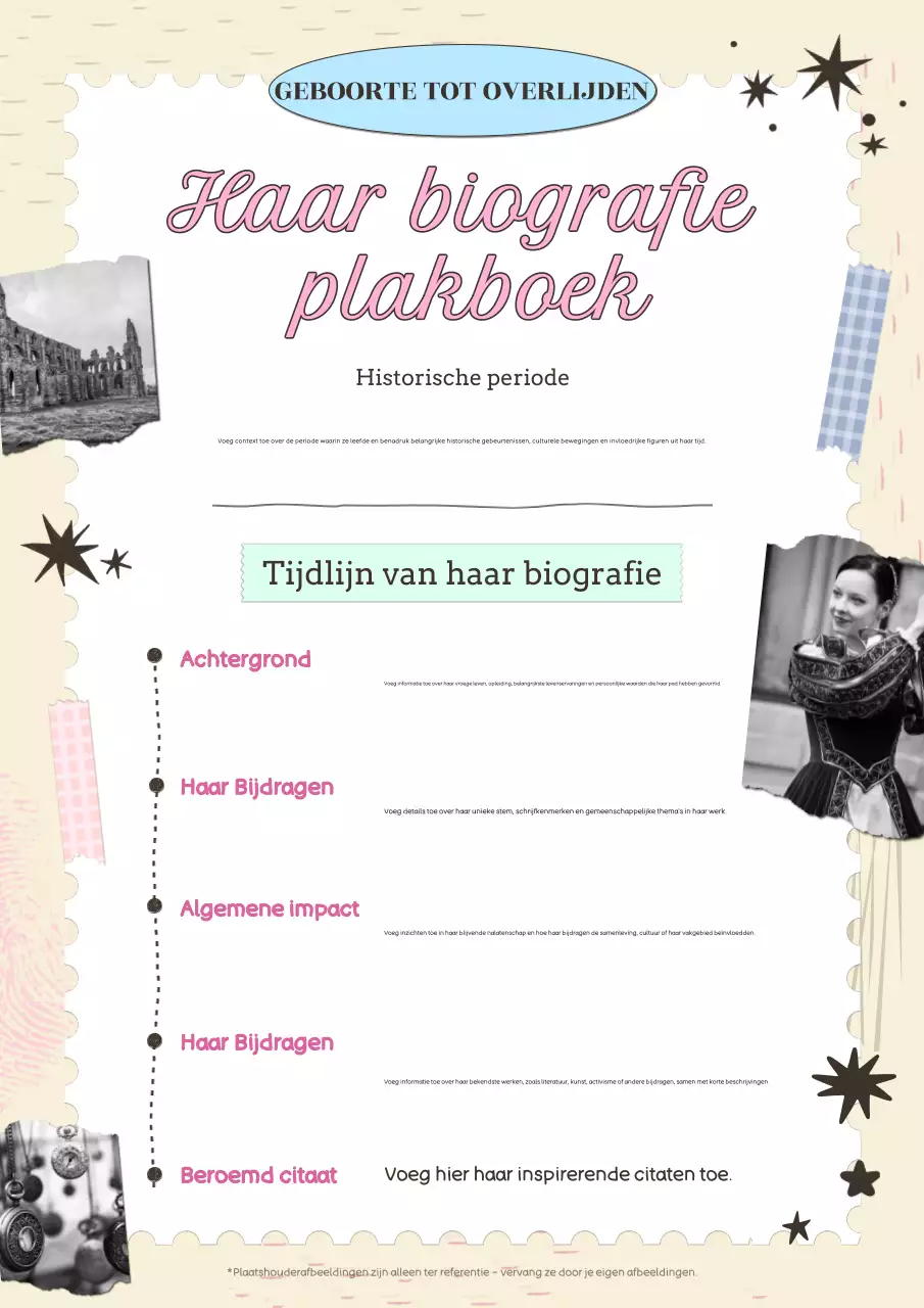 roze handgetekende biografieplanner