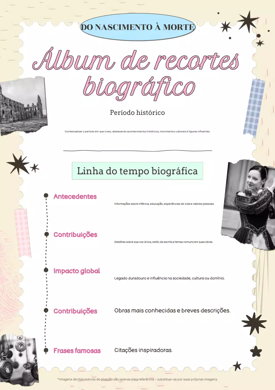 agenda biográfica cor-de-rosa desenhada à mão