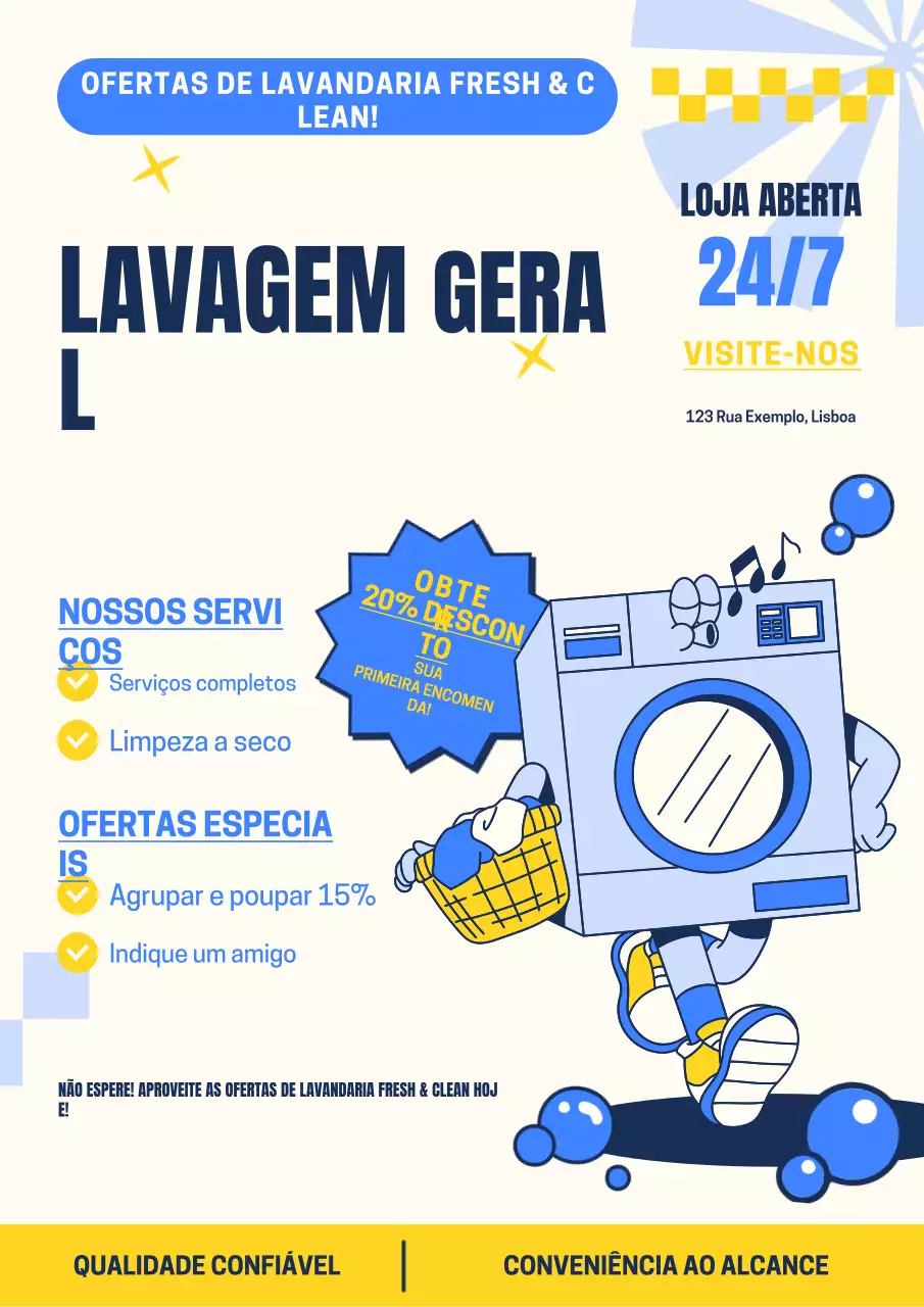 Promoção do serviço de lavandaria Retro