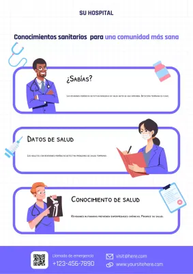 cartel azul de información sanitaria moderna