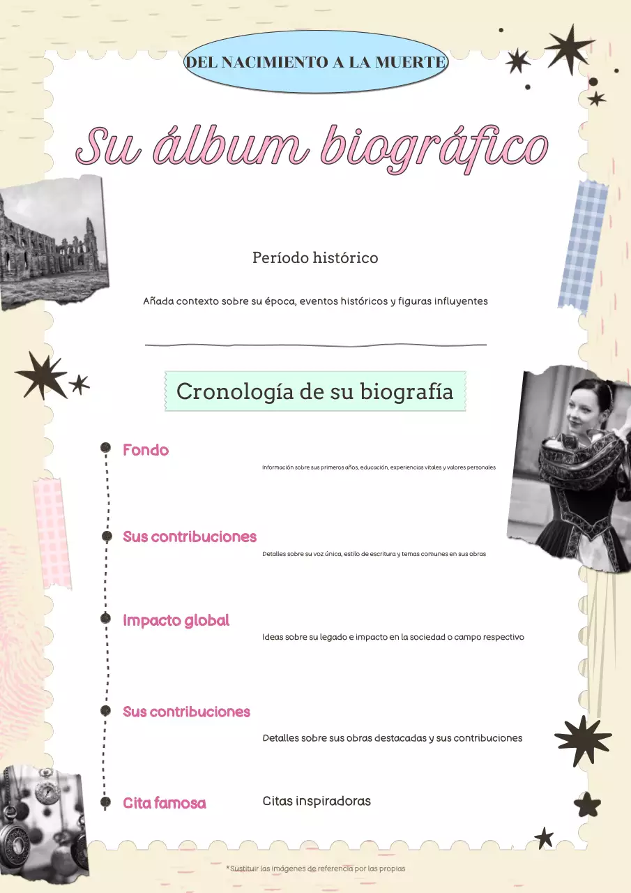 planificador biográfico rosa dibujado a mano