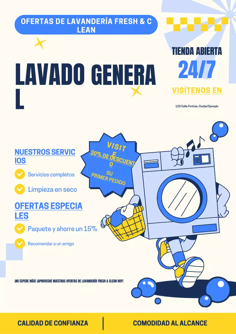 Promoción del servicio de lavandería Retro