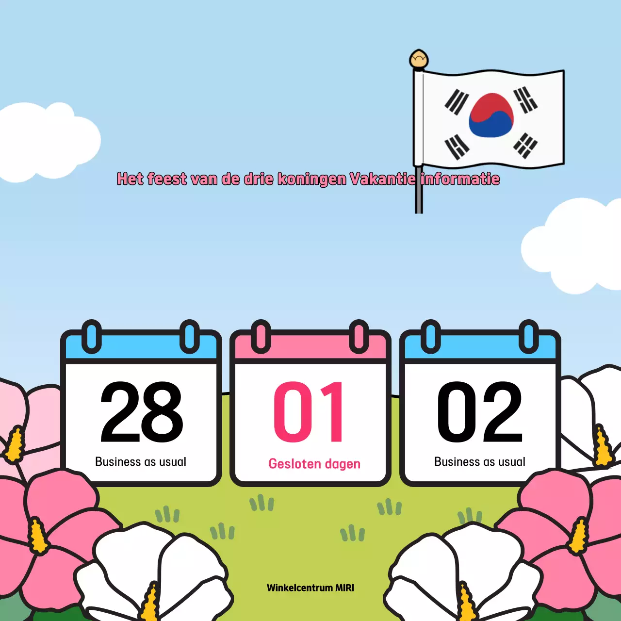 Lichtblauw en roze pop-art Bericht van sluiting voor de feestdag van Drie Koningen