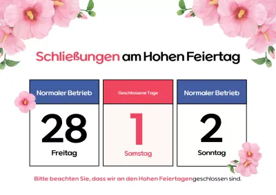 Ankündigung der Schließung des weiß-rosa koreanischen Festivals