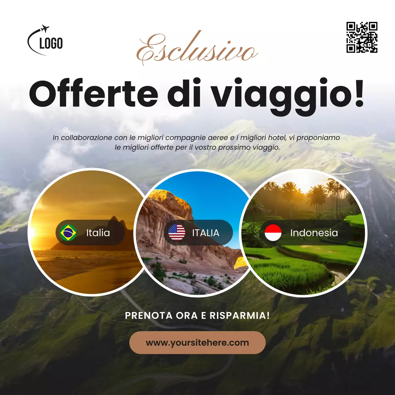 Promozione dei viaggi per i post sui social media