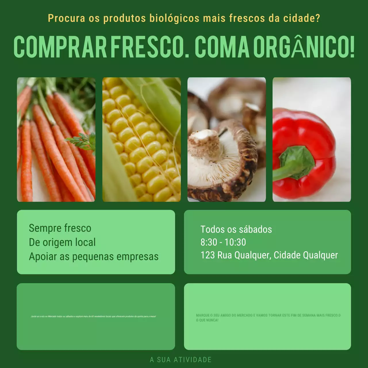 promoção do mercado de alimentos biológicos rústicos verdes