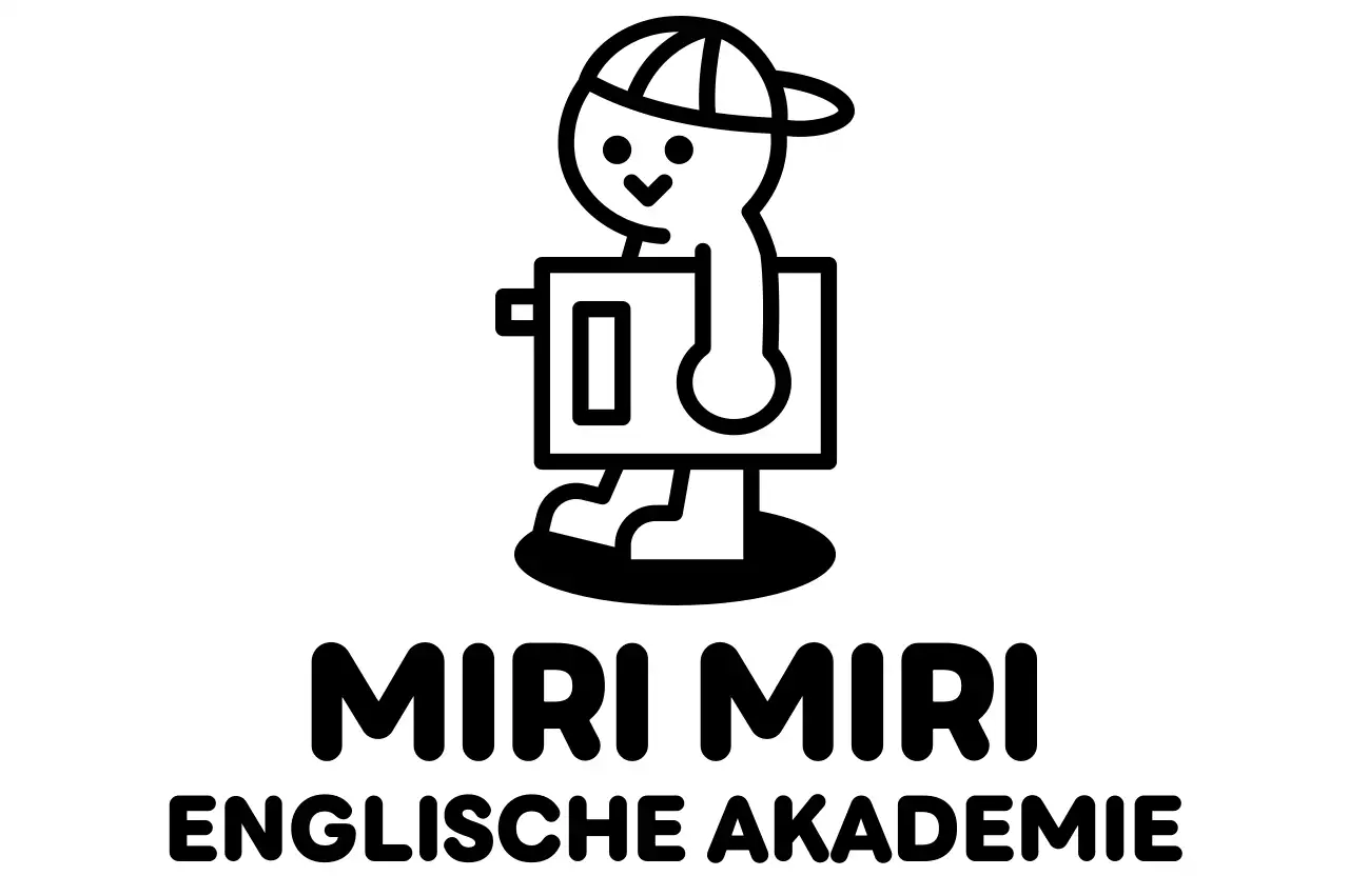 Englische Sprache Schule Bildung Logo mit niedlichen Zeichen