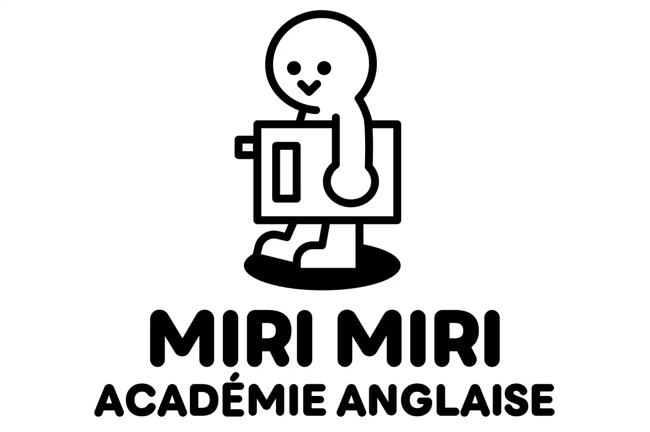 Logo de l'école de langue anglaise avec des personnages mignons