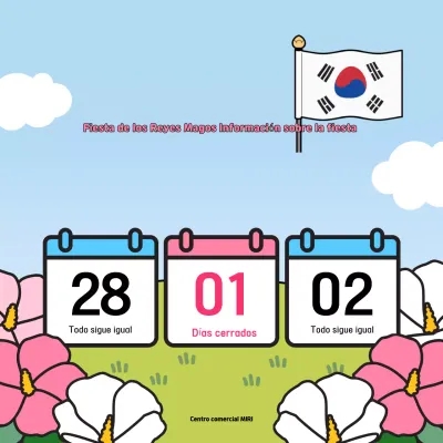 Azul claro y rosa Pop Art Aviso de cierre por la festividad del Día de Reyes