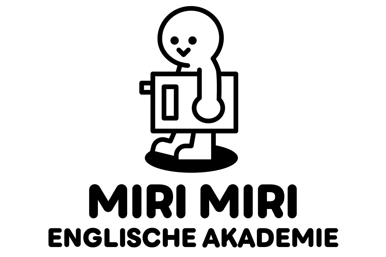 Englische Sprache Schule Bildung Logo mit niedlichen Zeichen
