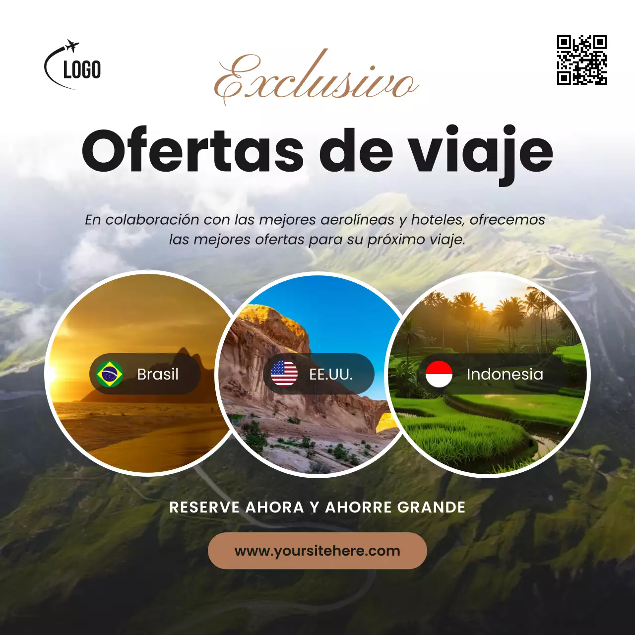 Promoción de viajes para publicaciones en redes sociales