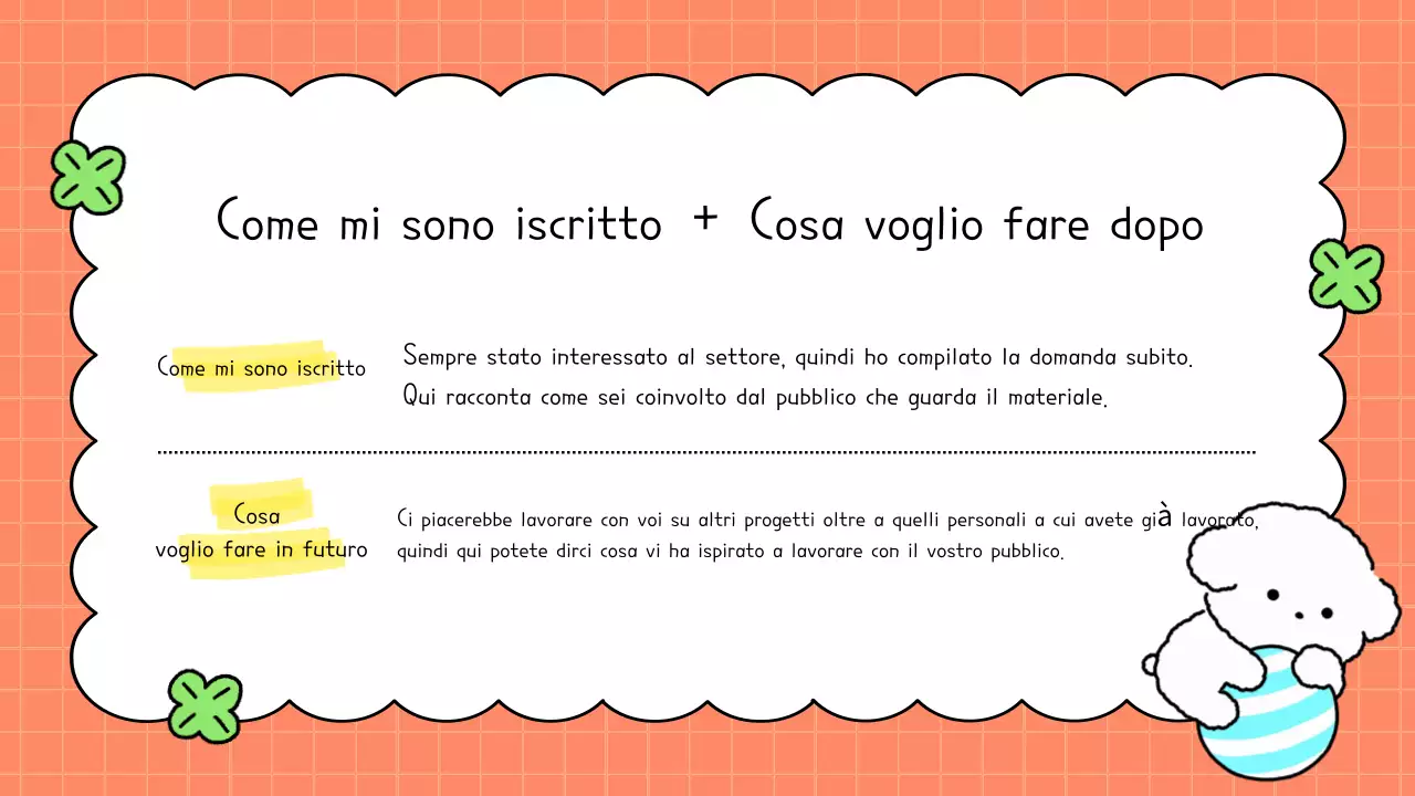 Istruzioni bio arancione carino