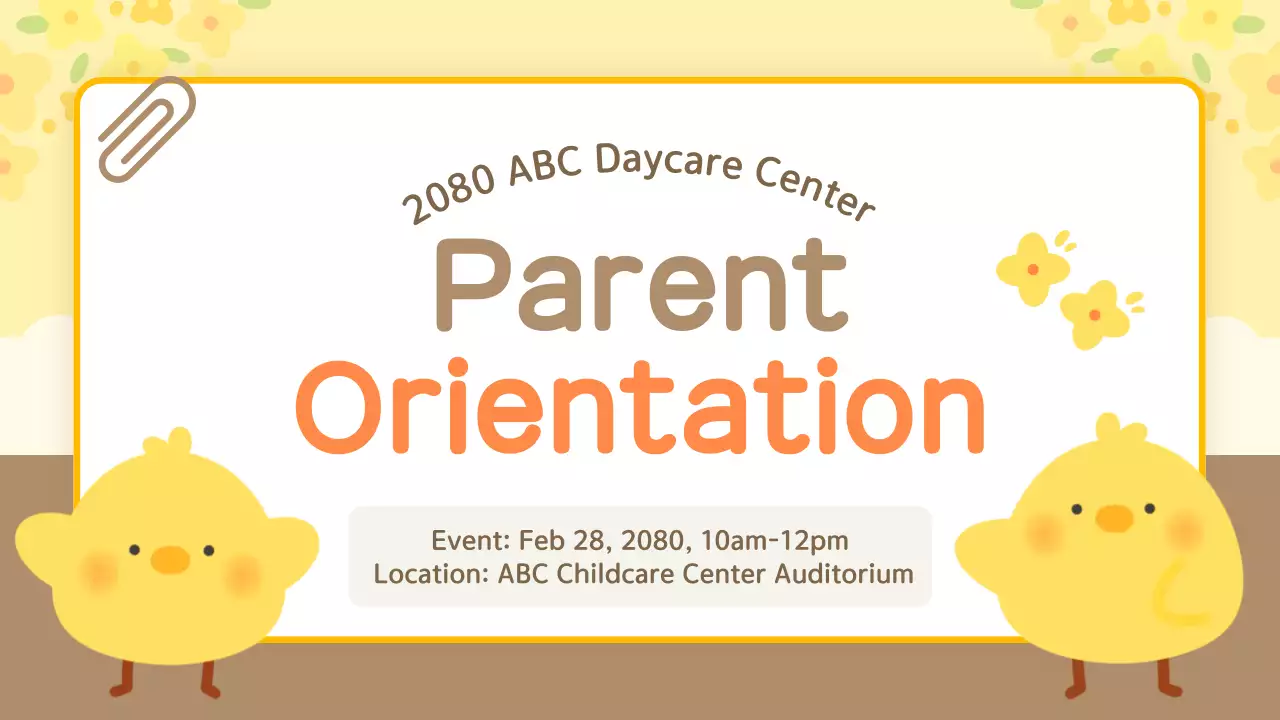 The yellow cuddly orientation guide