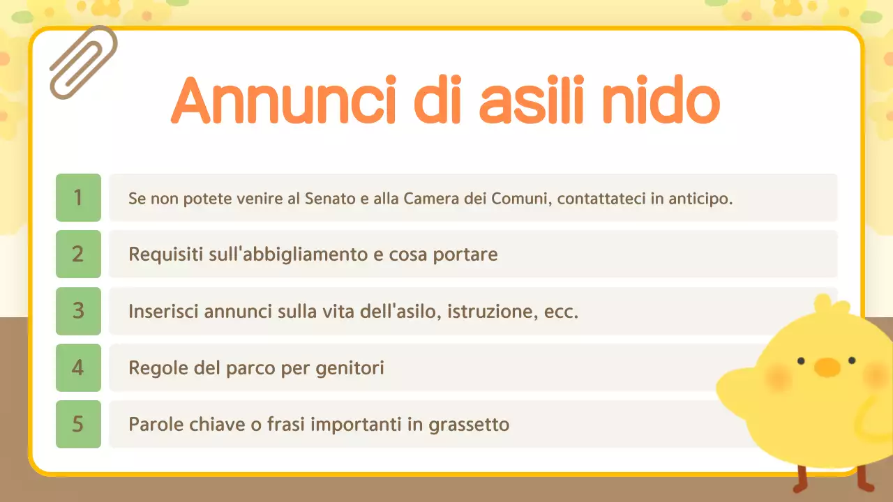 Guida di orientamento gialla e coccolosa