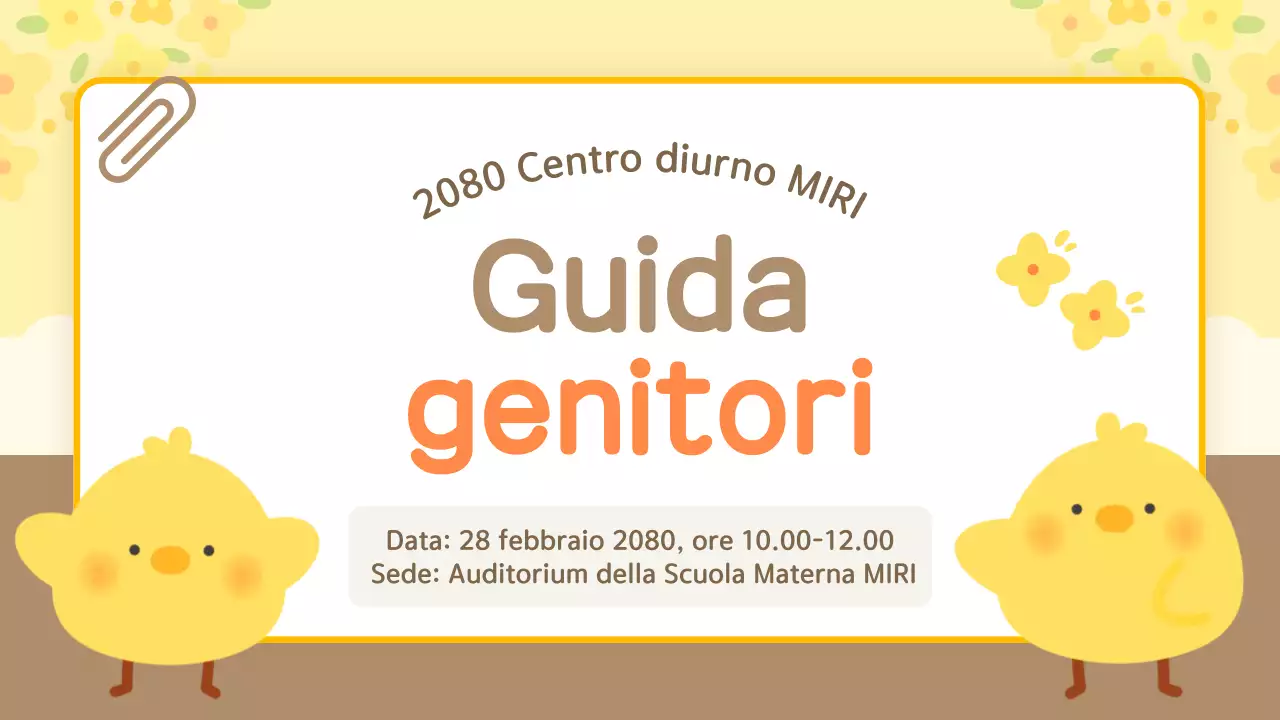 Guida di orientamento gialla e coccolosa