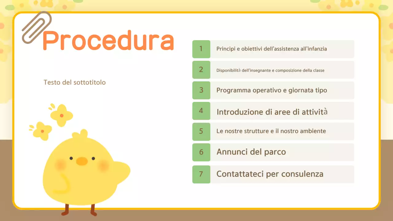 Guida di orientamento gialla e coccolosa