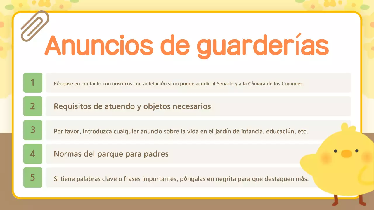 Guía de orientación de peluche amarillo