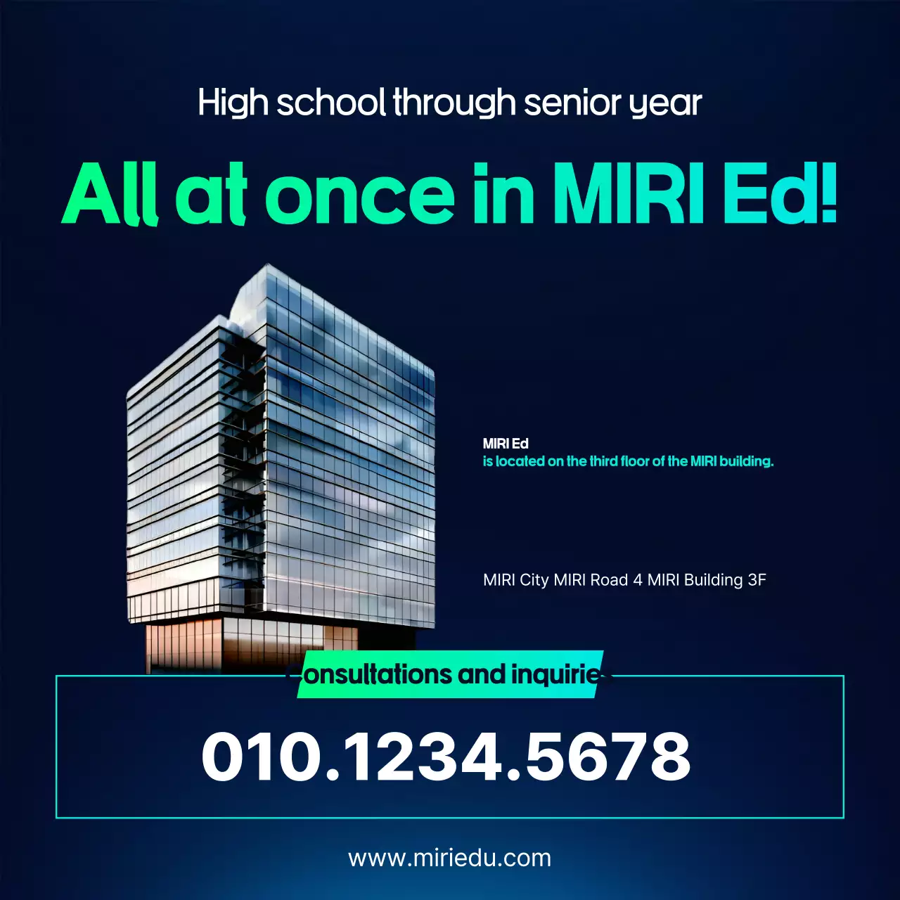 Recrutamento de anúncios de educação moderna em azul claro