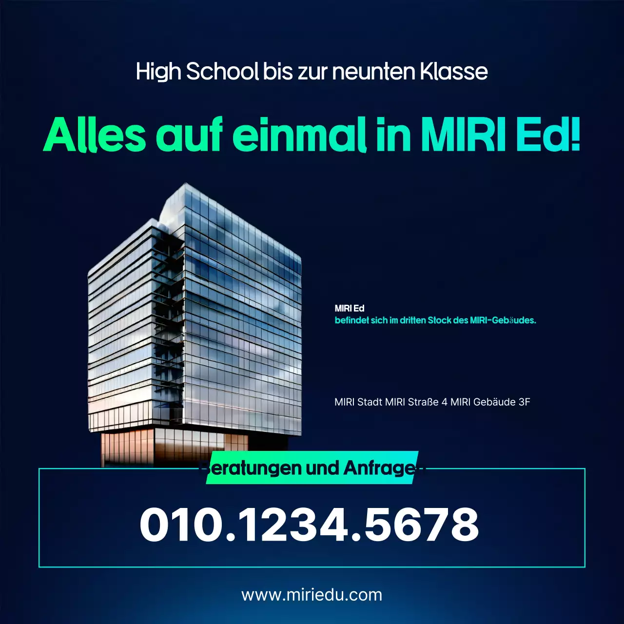 Hellblaue moderne Bildungsanzeige Rekrutierung