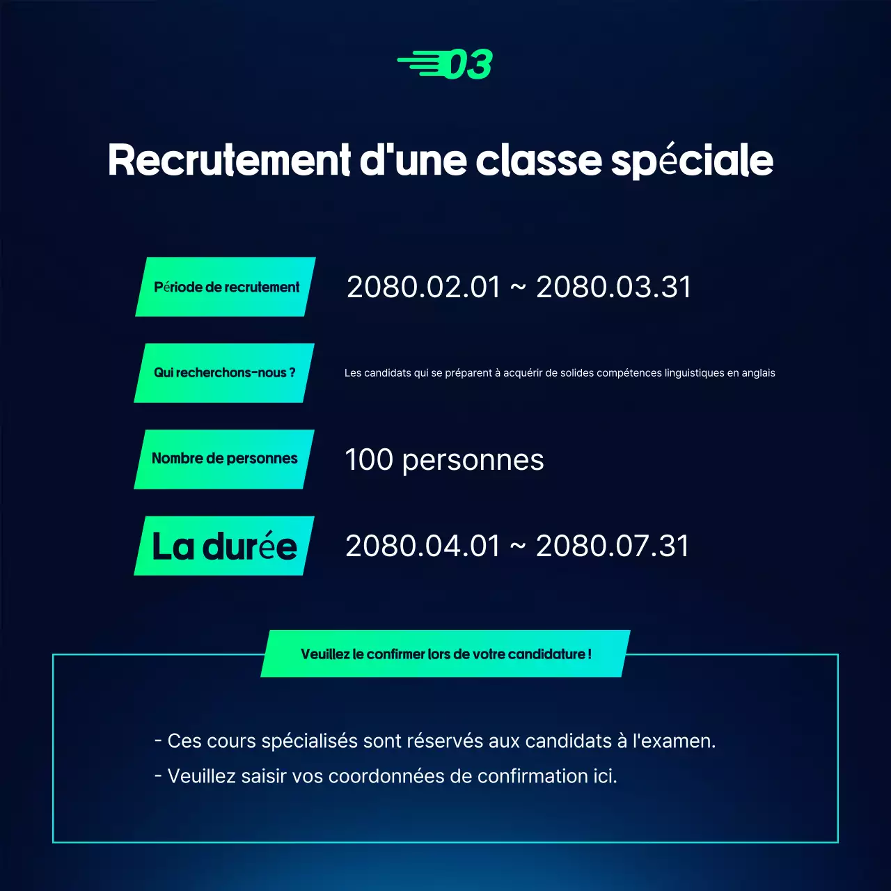 Annonce de recrutement pour l'éducation moderne en bleu clair