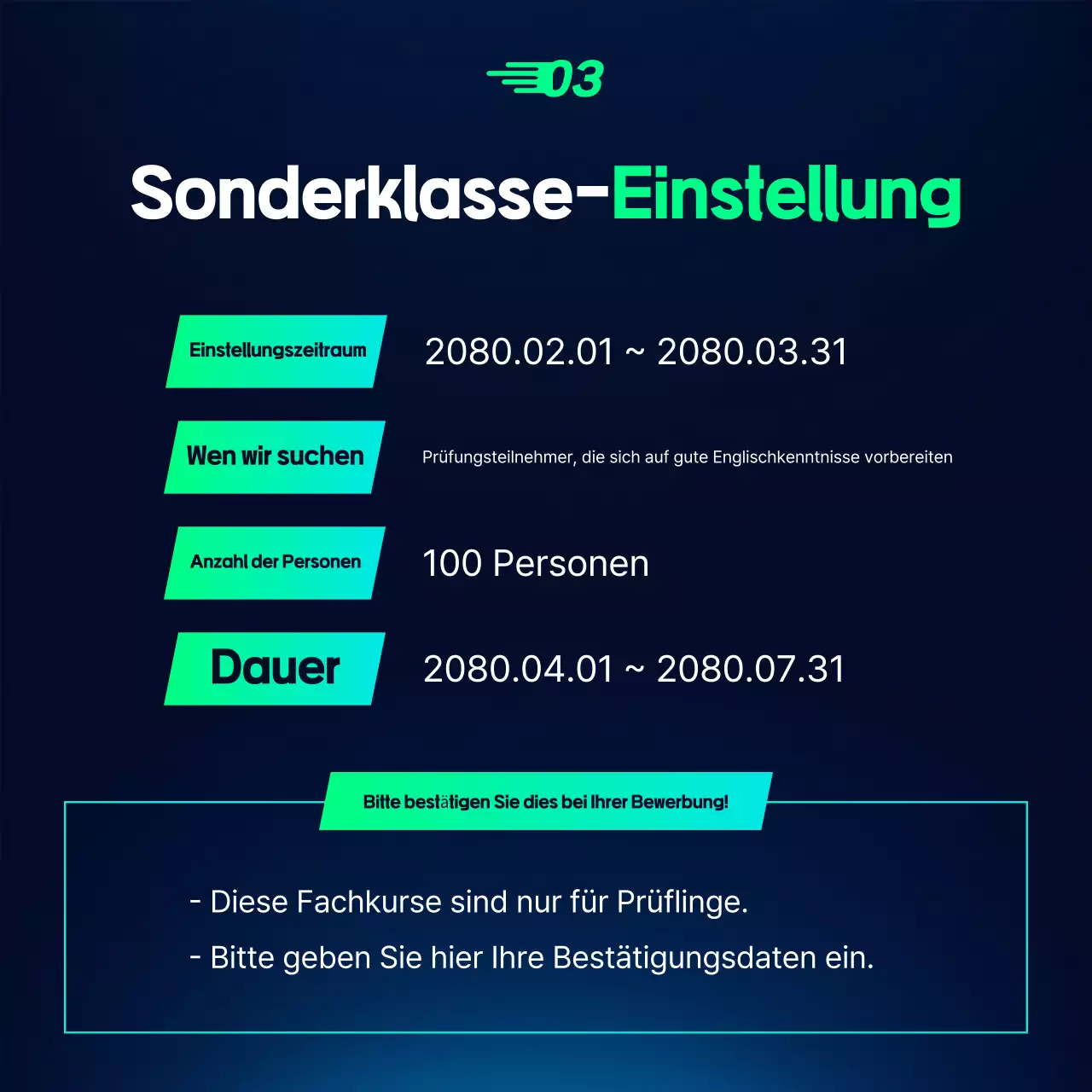 Hellblaue moderne Bildungsanzeige Rekrutierung