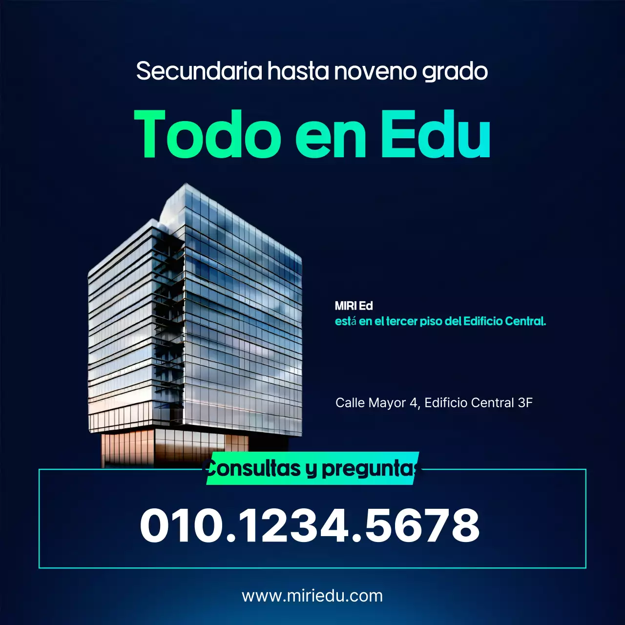 Contratación de anuncios de educación moderna de color azul claro