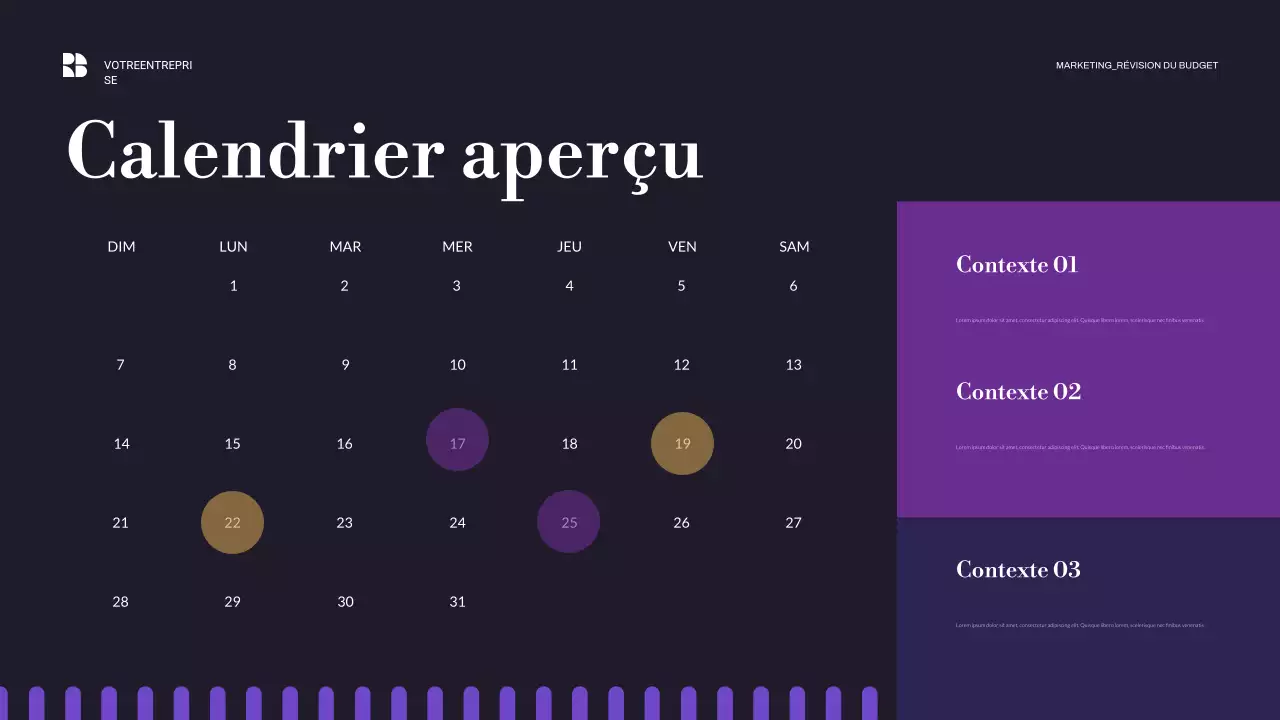 Présentation d'entreprise moderne en violet