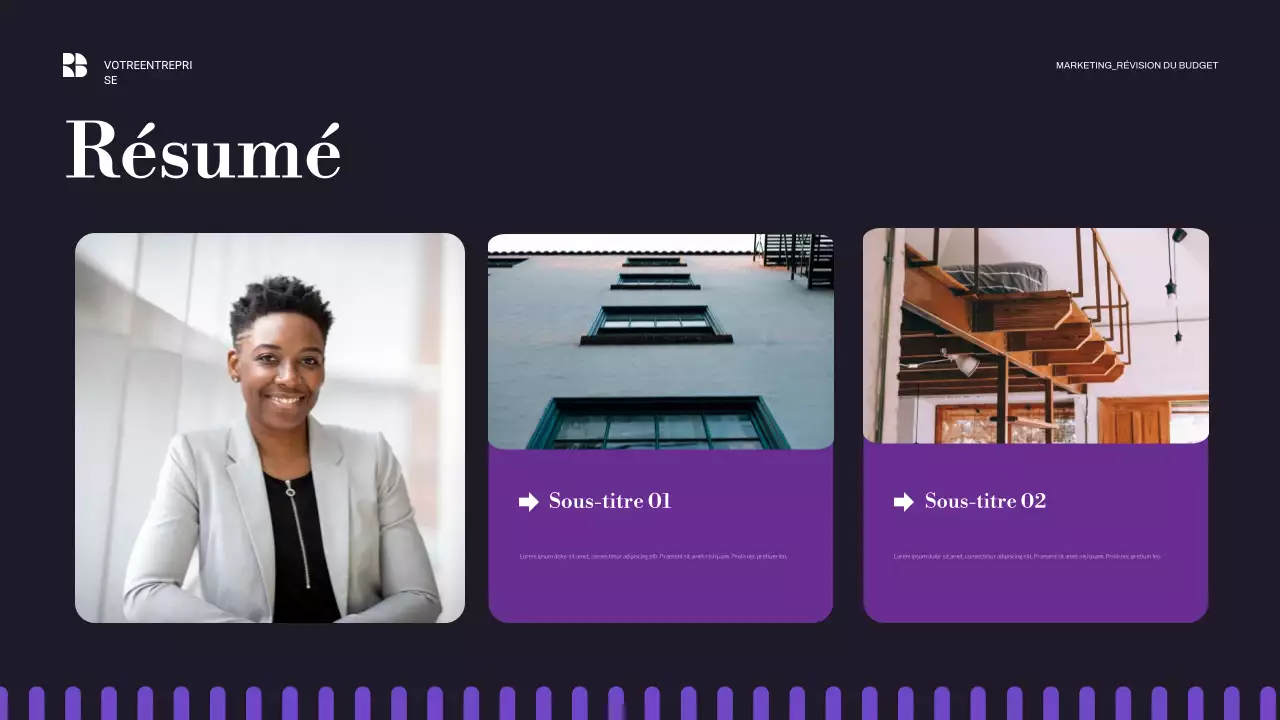 Présentation d'entreprise moderne en violet
