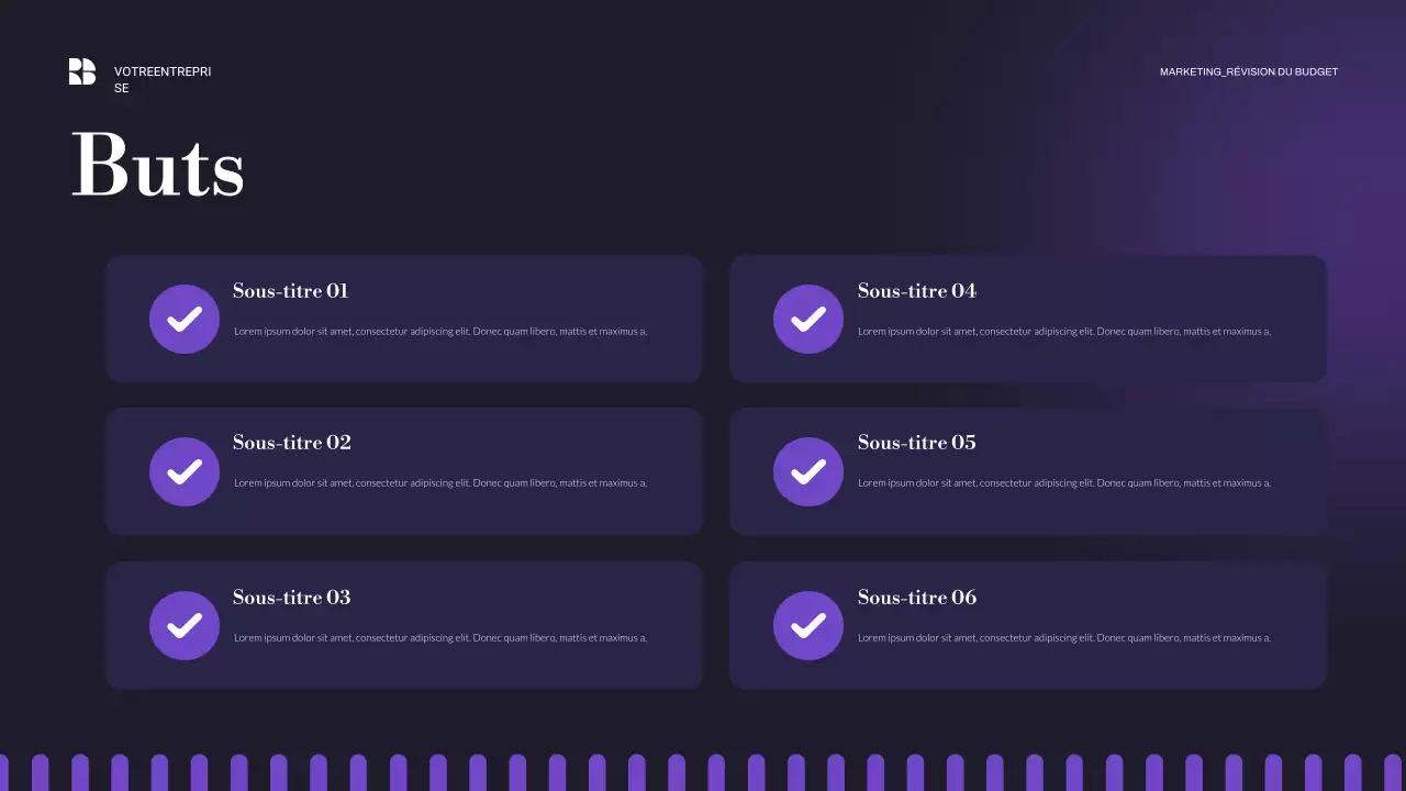 Présentation d'entreprise moderne en violet
