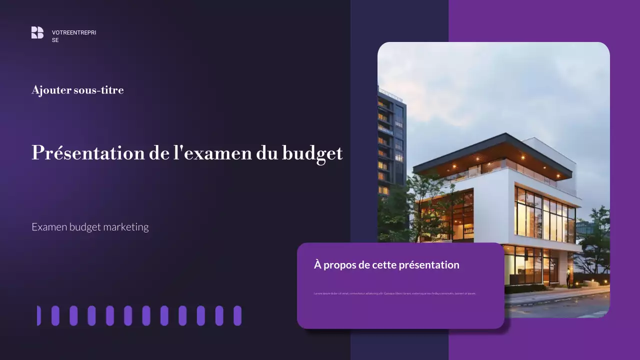 Présentation d'entreprise moderne en violet