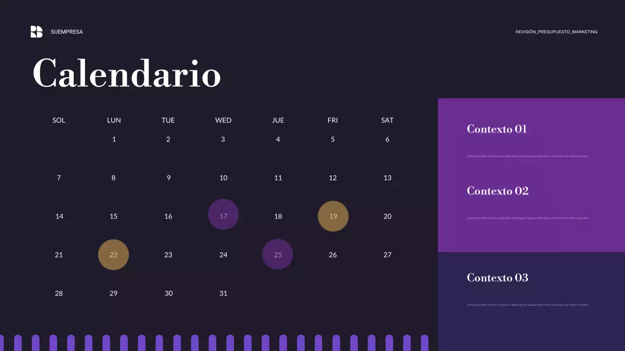 presentación de empresa moderna de color púrpura