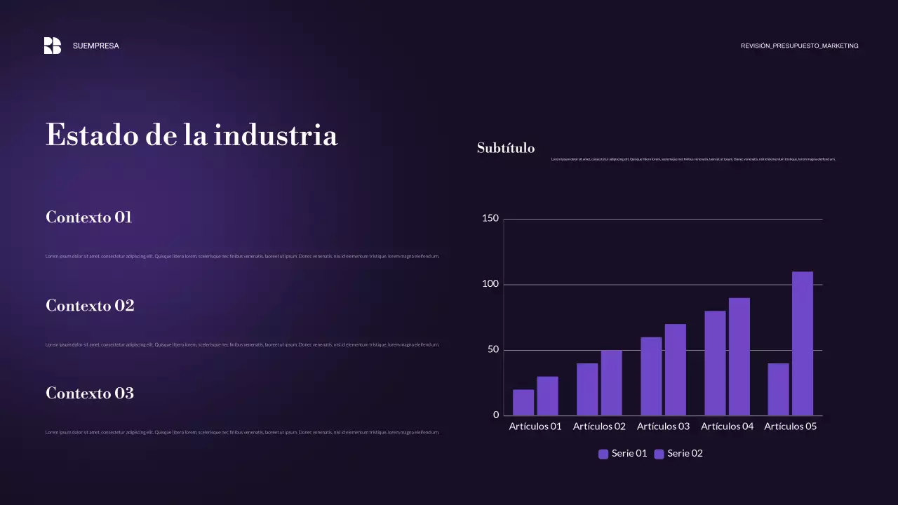 presentación de empresa moderna de color púrpura