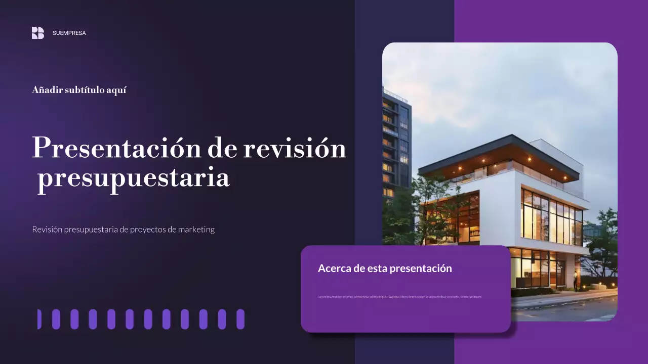 presentación de empresa moderna de color púrpura