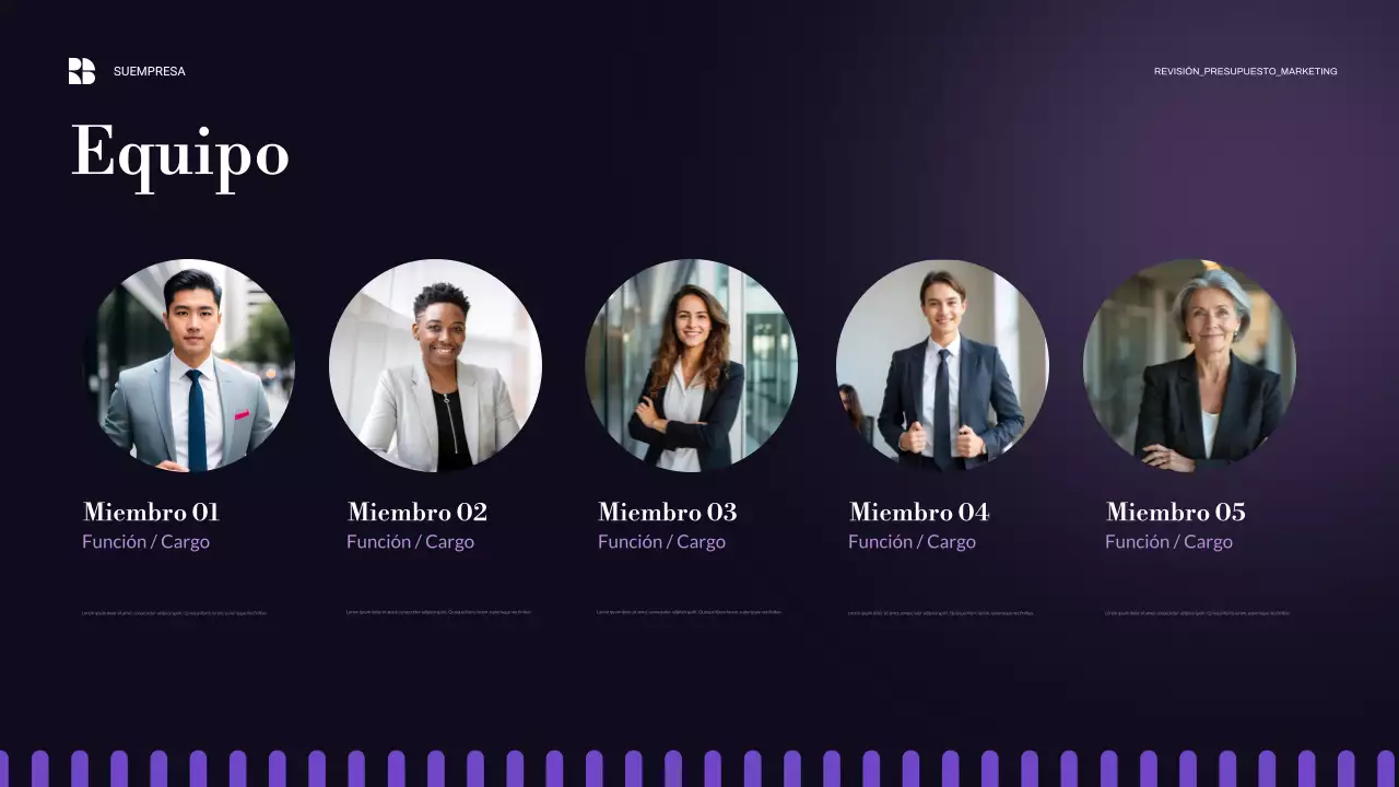 presentación de empresa moderna de color púrpura