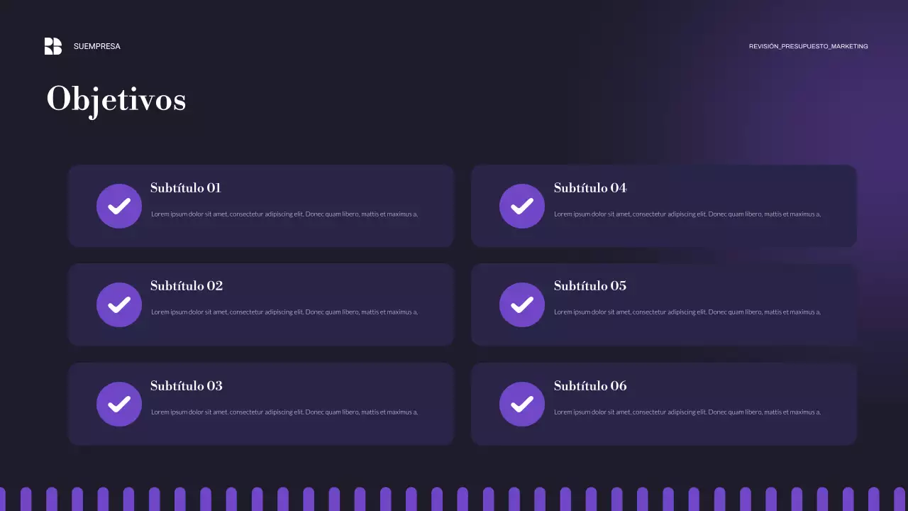 presentación de empresa moderna de color púrpura