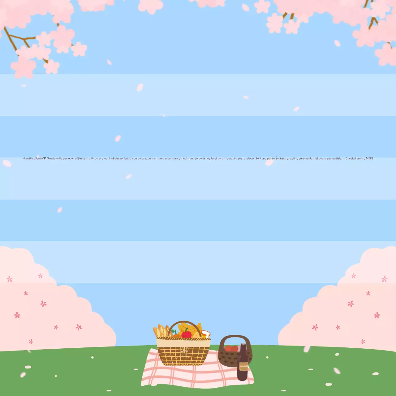 Messaggio di ringraziamento per il cliente in azzurro