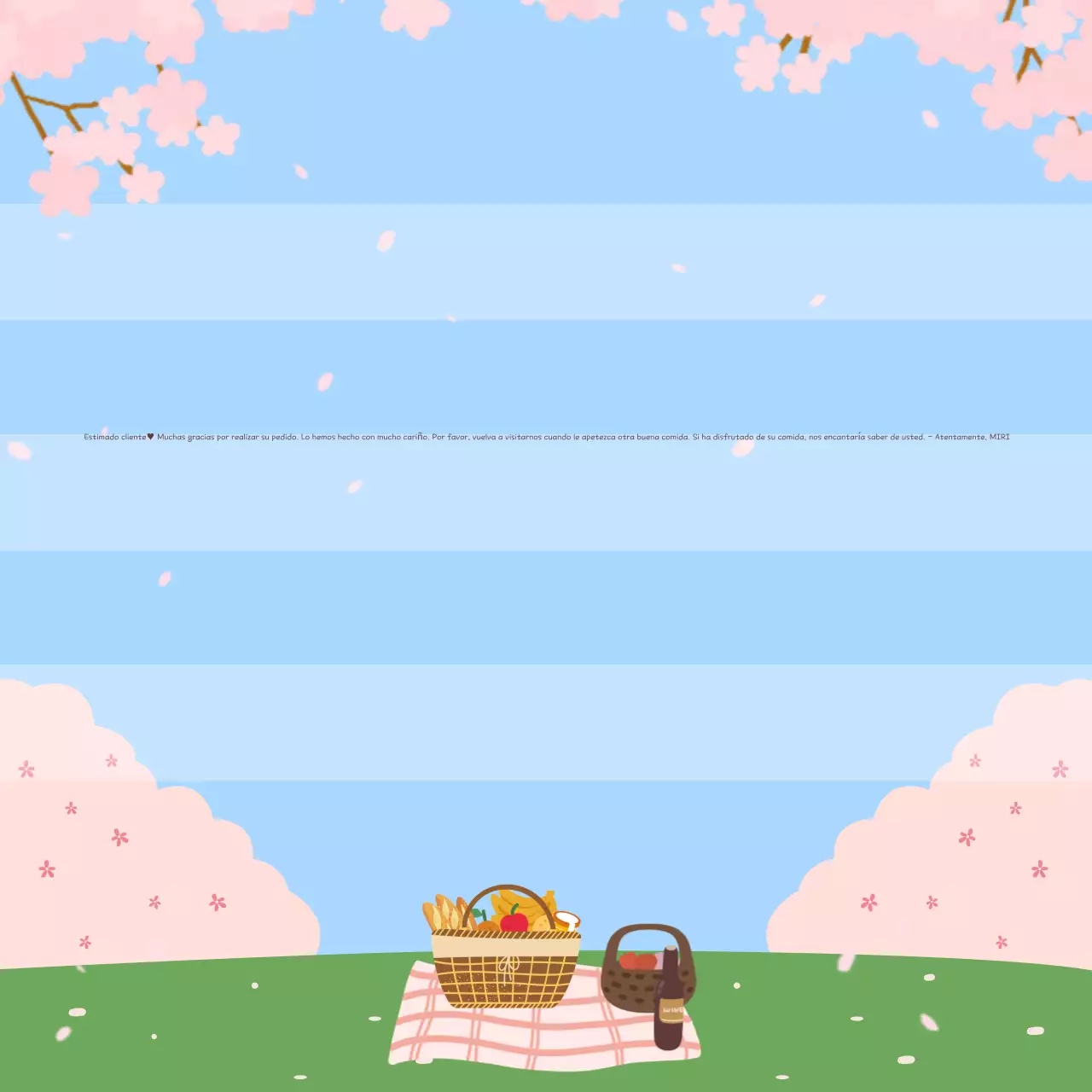 Bonito mensaje de agradecimiento al cliente en azul claro