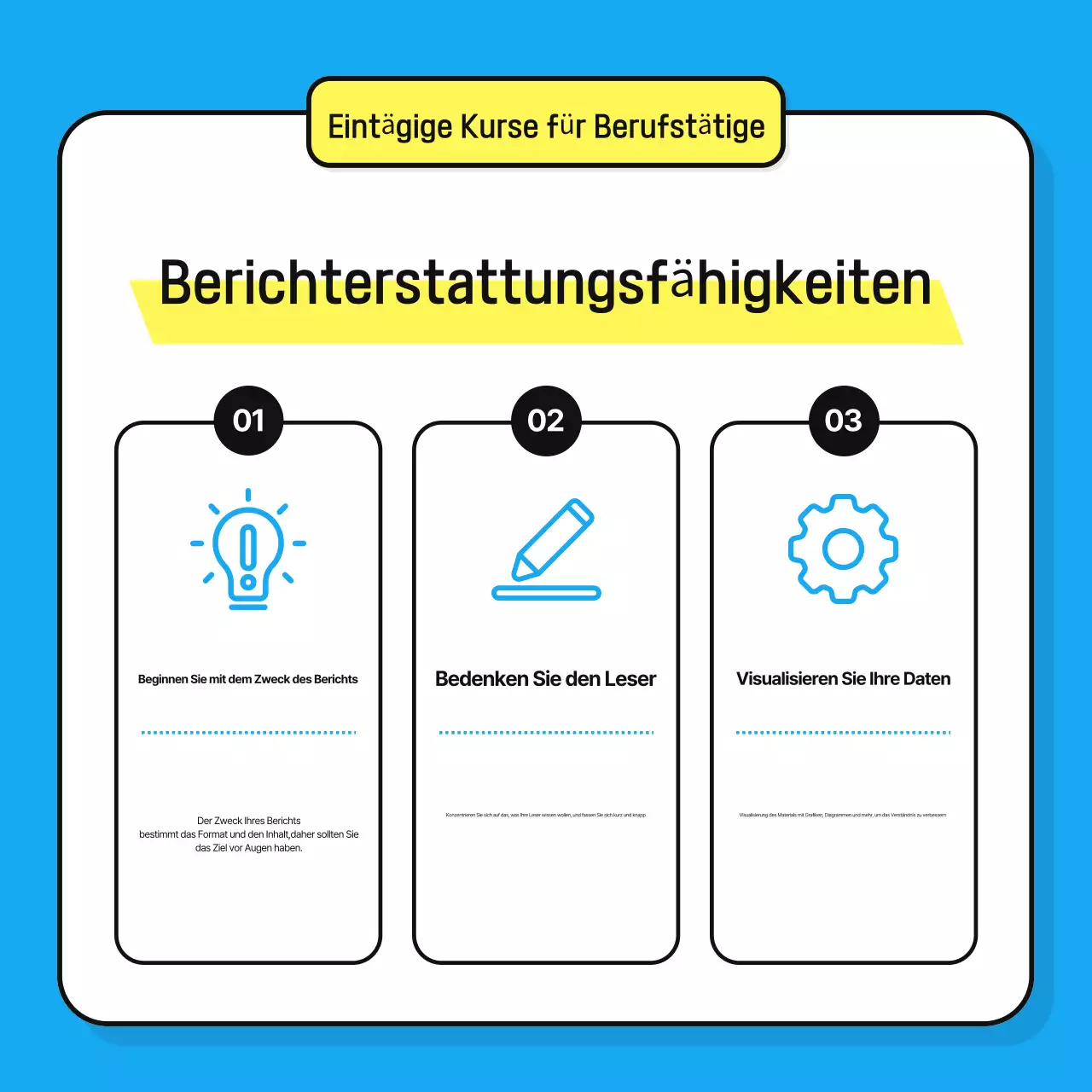 Förderung von hellblauem, sauberem Schulungsmaterial