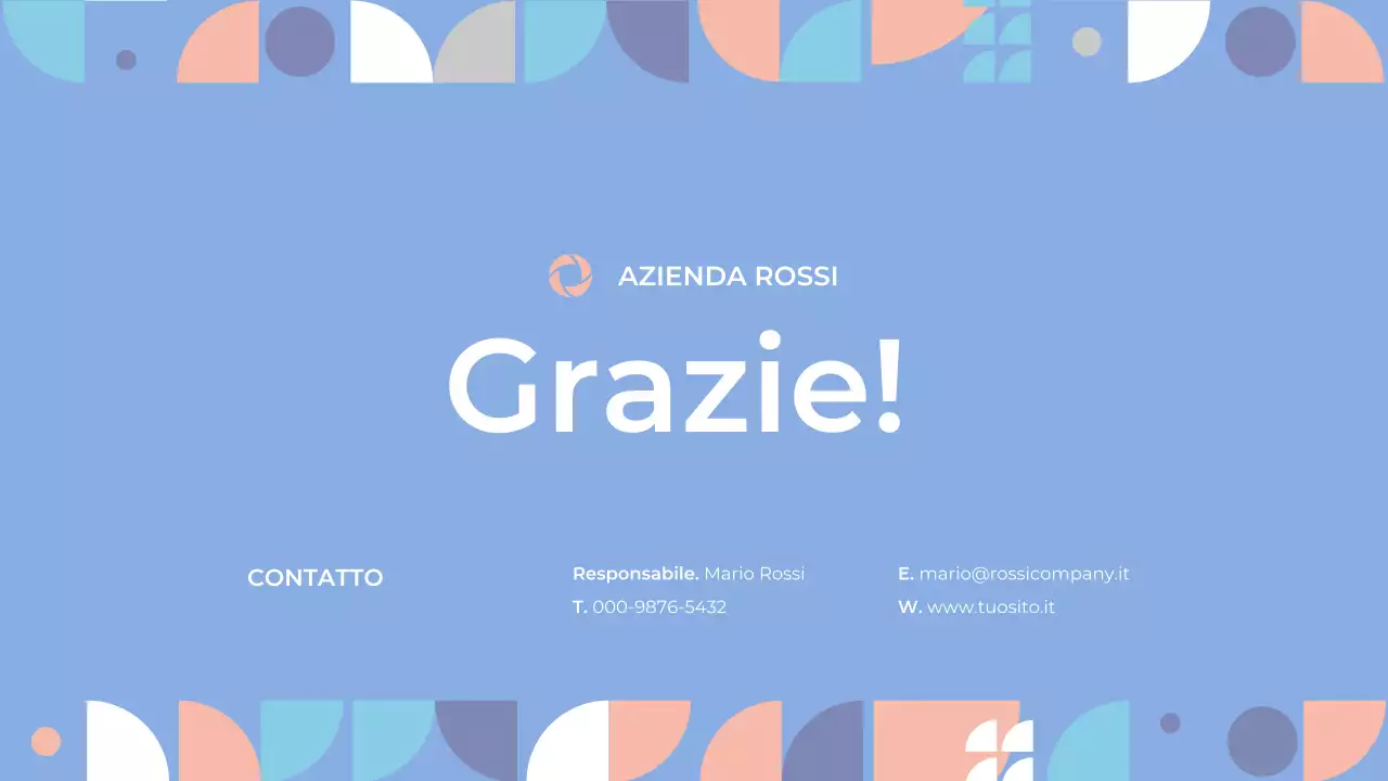 Prospetto con forme pulite in blu e rosa