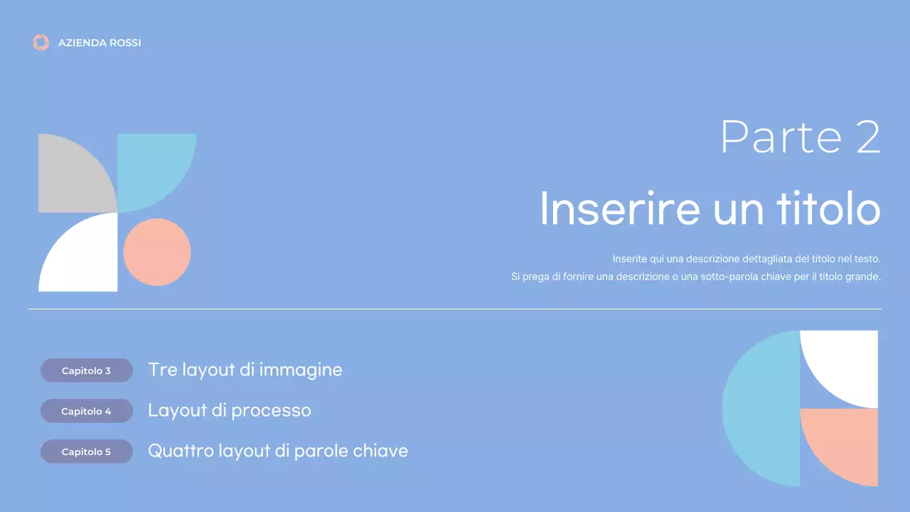 Prospetto con forme pulite in blu e rosa