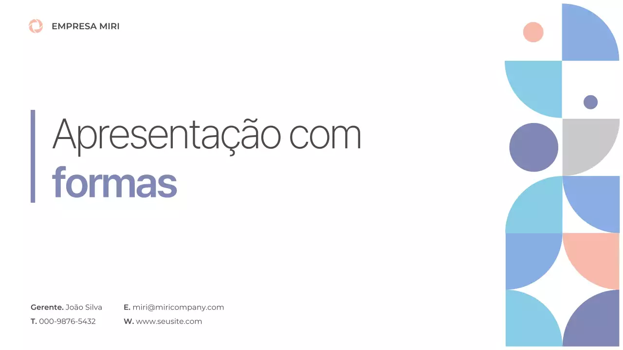 Prospeto com formas simples em azul e cor-de-rosa