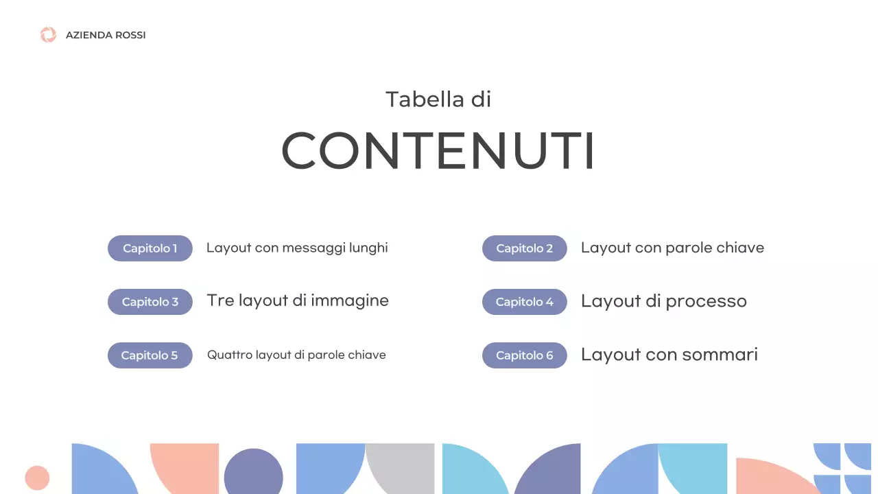 Prospetto con forme pulite in blu e rosa