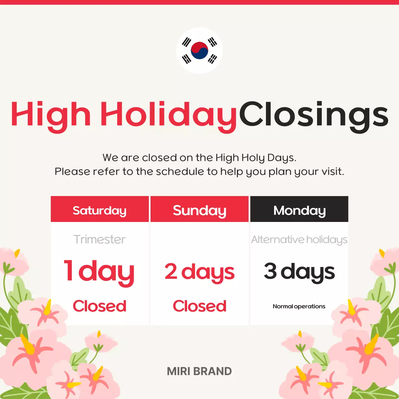 Thông báo nghỉ lễ Red Clean