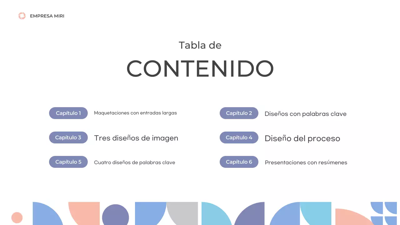 Prospecto con formas limpias en azul y rosa